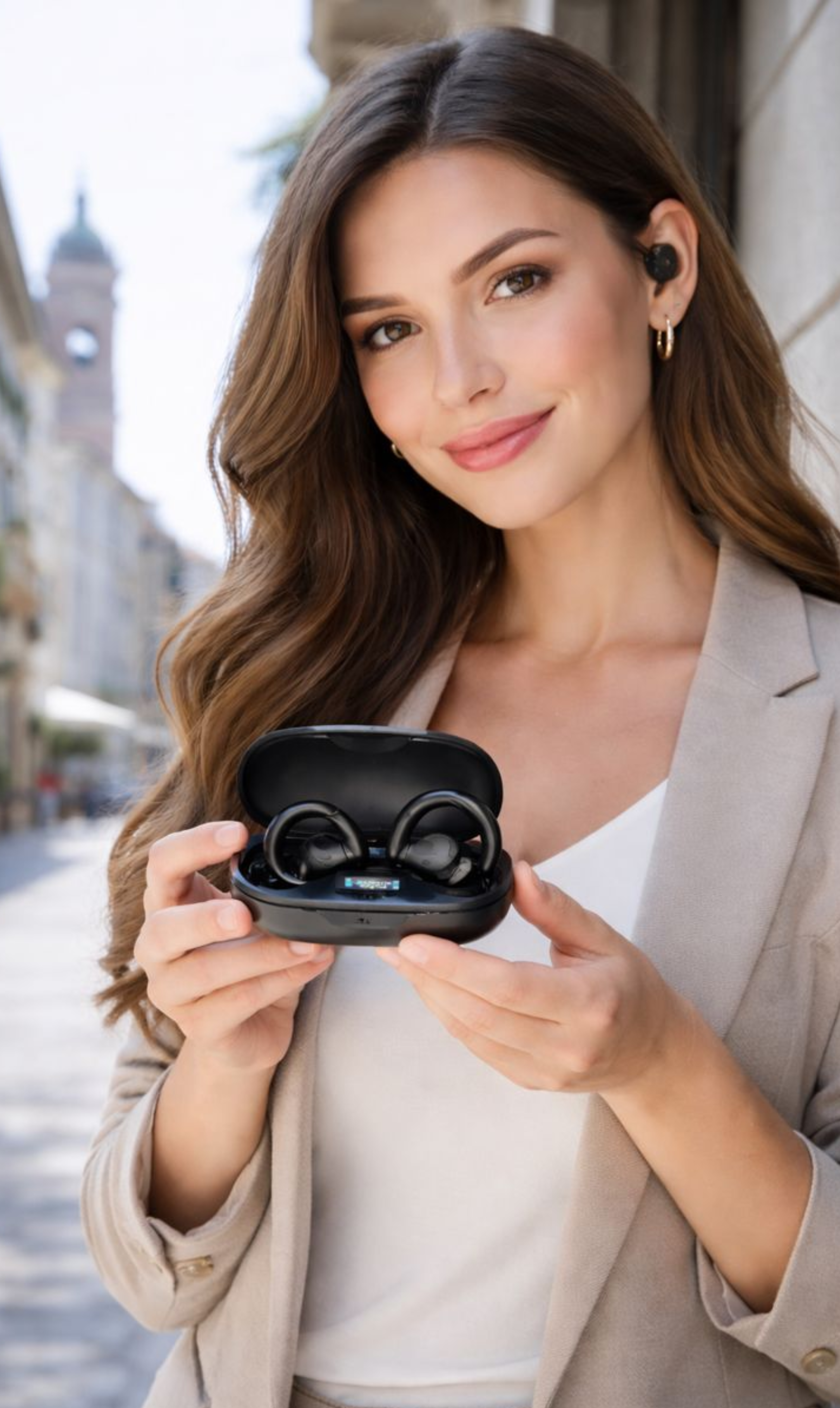 girl showing SonaBuds